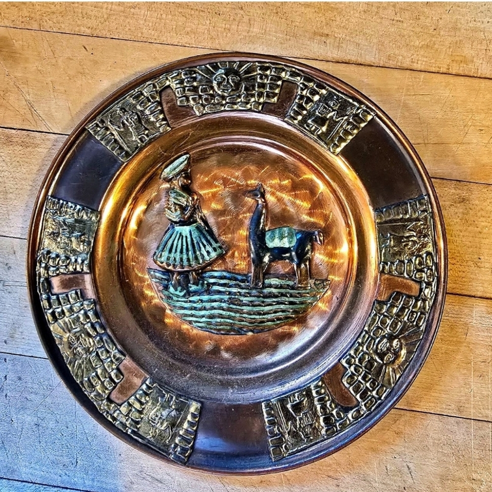 Vintage Copper and Brass Wall Plate